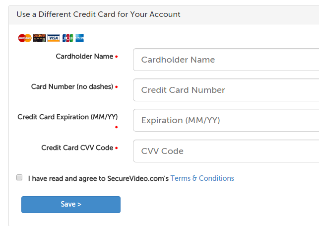 Credit card fields