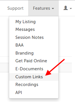Custom Links under the Features tab