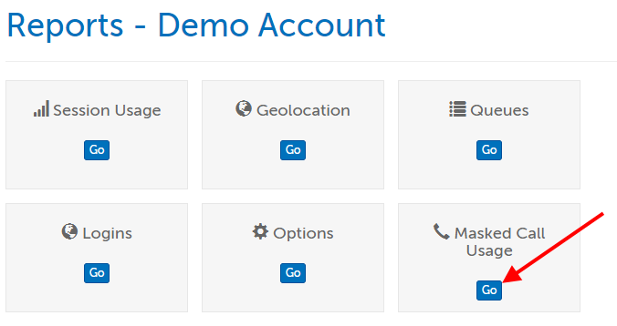 Arrow pointing at the "Go" button under "Masked Call Usage"